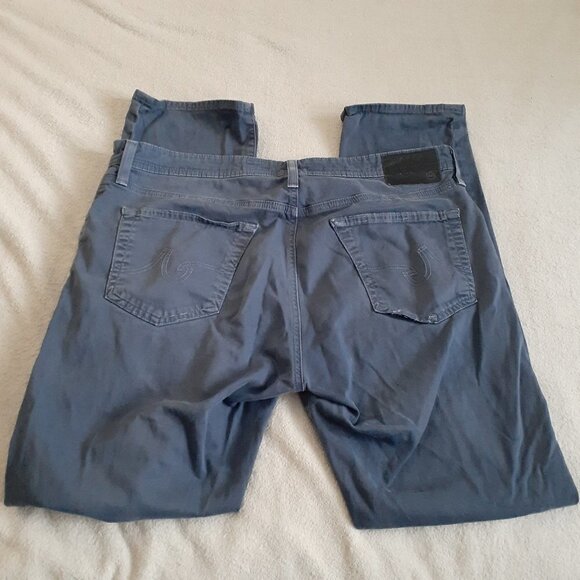 Adriano Goldschmied Men's 36X32 The Everett Sueded Steel Blue Straight Leg Jeans - Picture 9 of 15